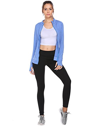 Unibelle Women's Active Comfy Full Zip Yoga Jacket with Thumb Holes - Thumbnail 5