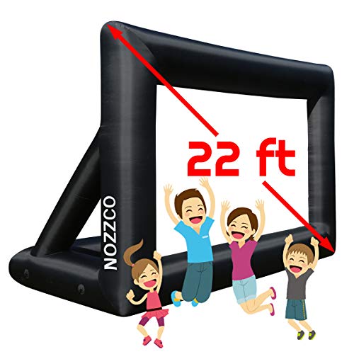 Outdoor Movie Screen - Inflatable Projector Screen - Family Screen Tent + Printable Party Theme Movie Ticker Templates - Lightweight & Easy to Inflate - 22 ft Family Pool Canvas Tent by Nozzco