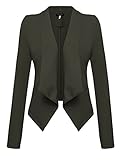 ACEVOG Women's Basic Lightweight Thin Long Sleeve Open-Front Blazer Coat