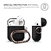 elago Silicone Case with Keychain Compatible with Apple AirPods Case 1 & 2, Front LED Visible, Supports Wireless Charging, Protective Silicone [Black]