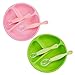 Silicone Baby Plate, with 2 pcs Silicone Spoon - BPA Free, Dishwasher, Microwave and Safe - Easy to Clean, Feeding Dishes for Kids/Infant (Pink)