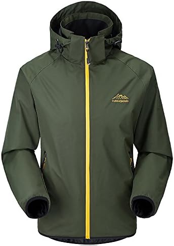 Dnstar Men's Lightweight Big and Tall Hooded Windproof Fall Coats Army 2XL