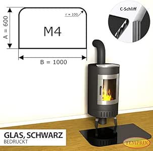 Temprix Base de Chimenea de Colour Negro de protección para Chimenea