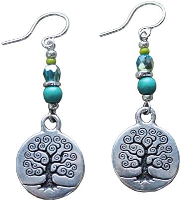 Earrings - Tree of Life, Gemstone Accents
