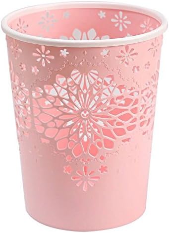 JUNGEN Plastic Paper Bins Trash Can Waste Paper Bins for Office and Home 24 * 18 * 29cm (Pink)