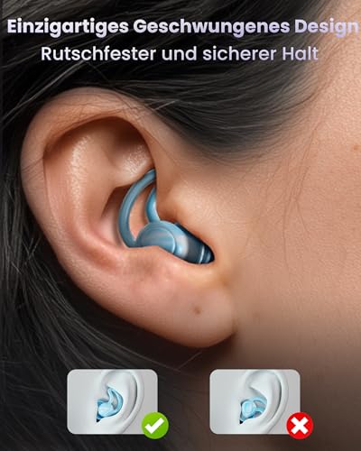 Ear Plugs for Sleeping 2 Pairs Silicone Ear Protection Ear Plugs Reusable Ear Plugs 32 dB for Noise Reduction, Side Sleepers, Snoring, Travel, Work, with Aluminium Container