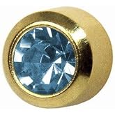 Studex March Aquamarine 24k Gold Birthstone Bezel Stud Earrings | 3mm Regular Size | Hypoallergenic & Nickel-Free for Sensitive Ears