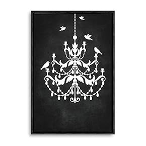 Framed Canvas Wall Art for Living Room, Bedroom Chandelier Silhouette III Canvas Prints for Home Decoration Ready to Hang - 16x24 inches