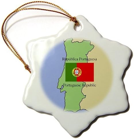 Amazon Co Jp ポルトガルの地図と国旗 ポルトガル語でプリントされた英語とポルトガル語 クリスマススノーフレークオーナメント 磁器 ホーム キッチン