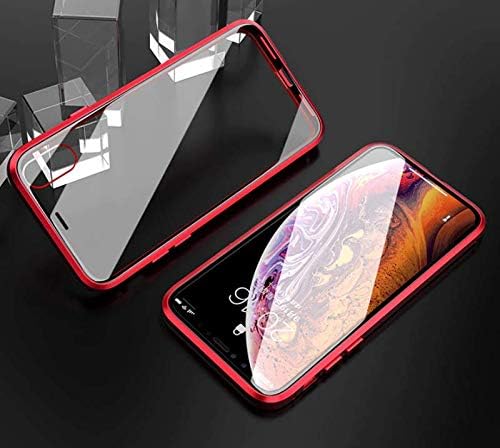 KNS IMPEX Magnetic Adsorption Phone Case Compatible with iPhone XR - [Anti-Scratch] [Full Protection] Metal Frame Back Cover, Support Wireless Charge : Red Colour