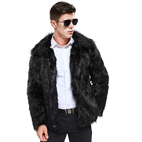 Zicac Faux Fur Coat Winter Warm Fur Jacket Luxury Long Sleeve Overcoat Parka Outerwear for Women Men