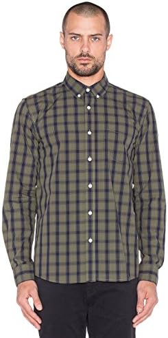 Saturdays NYC Crosby Rip Check Button UP Dark Olive Size XL