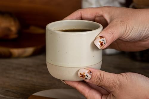 4 Pcs 8 oz Espresso Cups Set, 230ml Ceramic Coffee Cups, Small Tea & Demitasse Cups for Tea or Coffee, Coffee Mug for Home or Office