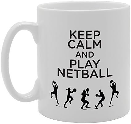 hiusan Keep Calm And Play Netball Funny White Novelty Coffee Mug Ceramic Tea Cup Mugs 11 Oz Christmas Birthday Retirement Gift Mug