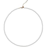 Pearl Necklace for Women, 4/6/8/10mm White Imitation Pearl Necklace, Round Faux Glass Pearl Necklace, Pearl Choker Necklace, Elegant Wedding Parties Necklace