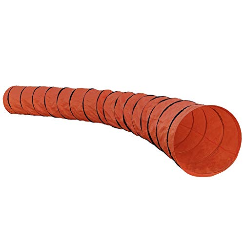 Rise8 Studios Dog Agility Tunnel | Pet Training Equipment | Rip and Tear Resistant | Includes Carry Bag and Ground Stakes | Made of 420D Polyester 24" Diameter, 18' Long (Orange)