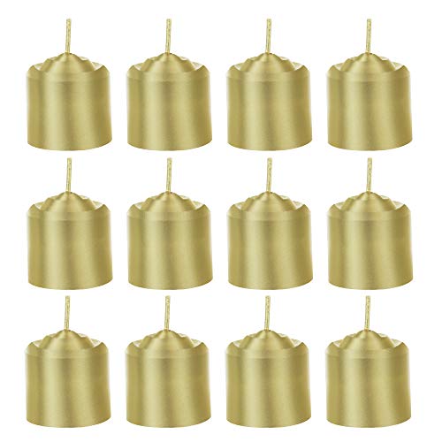 Mega Candles 12 pcs Unscented Gold Votive Candle | Hand Poured Wax Candles 10 Hours 1.38