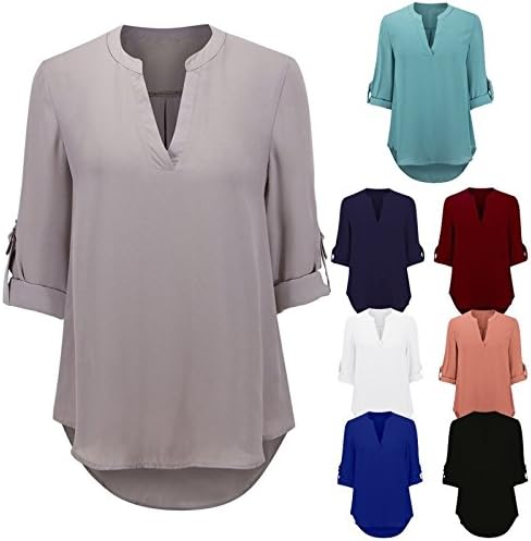 2017 Sexy Women V Neck Solid Chiffon Blouse Ladies Summer Short Sleeve Slim T Shirt Plus Size