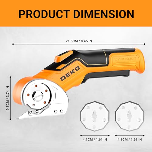 DEKOPRO 3.7 V Electric Scissors for Potatur Cordless Multifunction Cutter Shears – Powerful in Cutting, Ideal for Cardboard, Fabrics, Leather, Carpets and Plastic (Yellow)