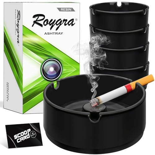 roygra Ash Tray (5 Pack), Outdoor Ashtray for Outside Patio with 3
