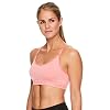Reebok Women’s Wireless Racerback Sports Bra – Medium Impact Seamless Workout Bralette – Illusion Logo Shell Pink Heather Orange, X-Small