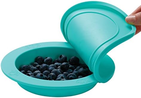 100% Silicone Bowl with Matching lid. Baby's First Bowl, Jewel Blue