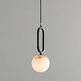 LINGCMP LED Modern Single-Headed Marble Chandelier Creative Fashion Decorating Copper Pendant Light BedHead Hanging Light Nor