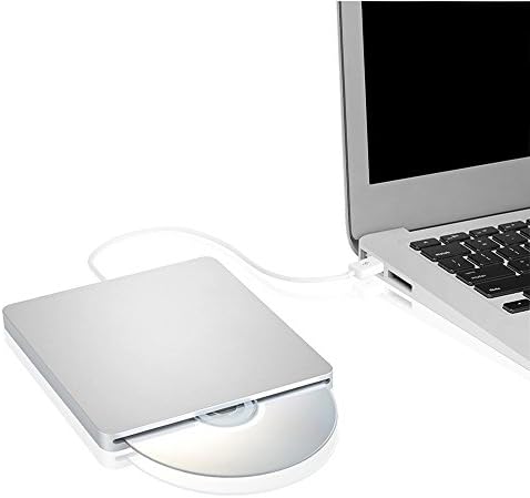 Ploveyy USB External DVD CD Drive Burner Superdrive DVD-R Player for All System 98SE ME 2000 XP Vista Win7 for Apple Mac Macbook Pro/ Air iMac (Silver)