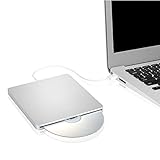 Ploveyy USB External DVD CD Drive Burner Superdrive DVD-R Player for All System 98SE ME 2000 XP Vista Win7 for Apple Mac Macbook Pro/ Air iMac (Silver)