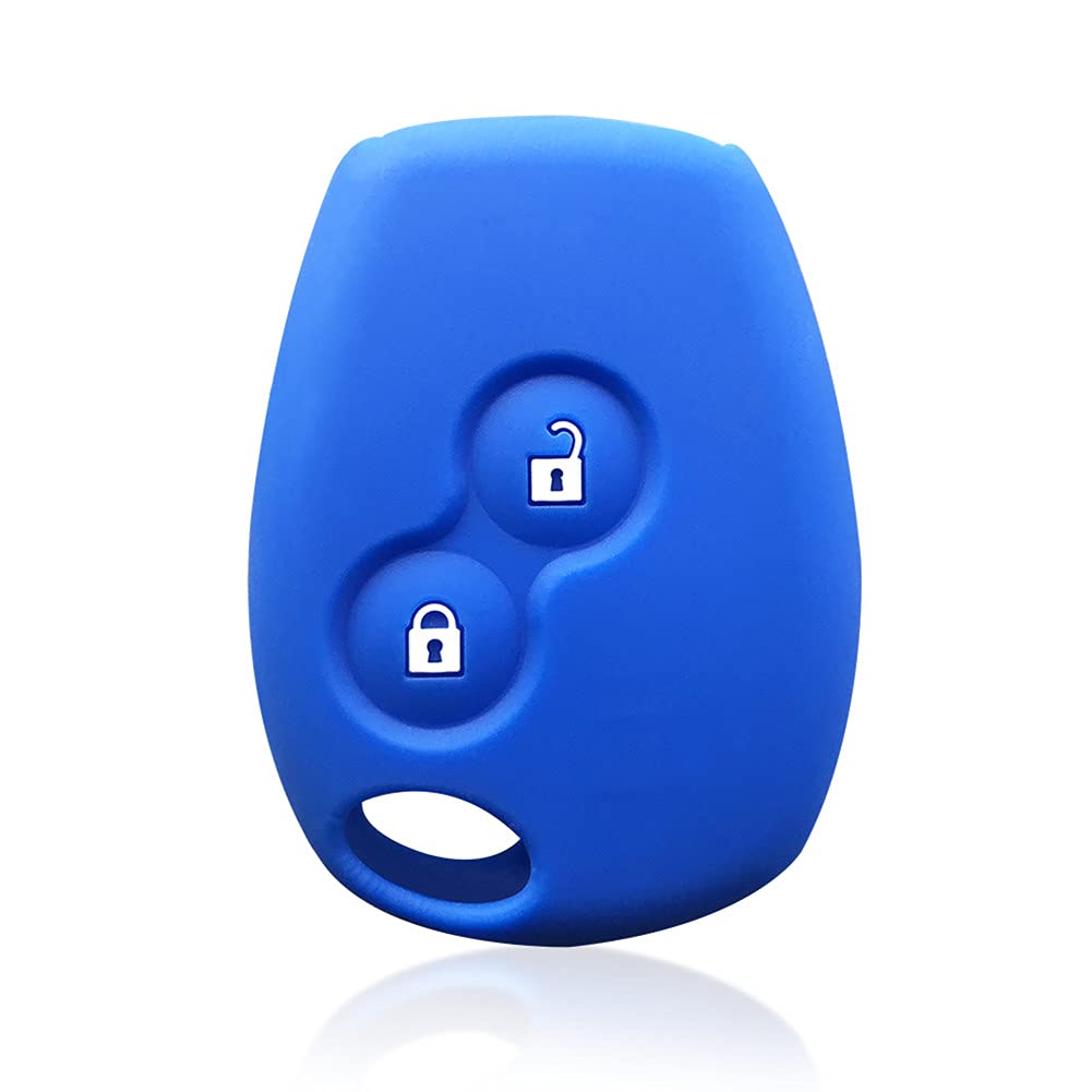 Happyit Car Key Case Cover Silicone for Renault 2 buttons Kangoo Scenic Megane Sandero Captur Twingo Modus Remote Control Cover (dark blue)