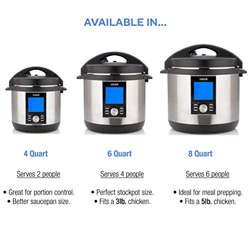 Zavor LUX LCD 8 Quart Programmable Electric Multi-Cooker: Pressure Cooker, Slow Cooker, Rice Cooker, Yogurt Maker, Steamer and More - Stainless Steel (ZSELL03) - Thumbnail 5