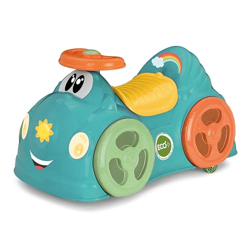 Chicco All Around Eco+ Aqua Green, Ride-On Suitable For Ages 1-3Y (Up To 20kg), Made in Italy, 75% Recycled Plastic, Swivel Wheels, Mechanical Horn, Storage Compartment, Stickers Included