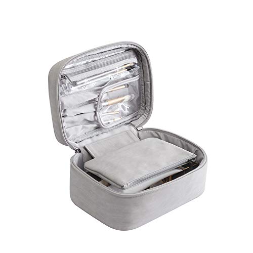CHANXIUZAI Ladies' makeupbag, Portable Travel Makeup Bag, Built-in Detachable Small Bag, Large Capacity Detachable and Easy to Store Makeup Bag (Gray)