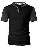 DANDYCLO Men's Henley Shirt Casual Short Sleeve Two Tone Shirt