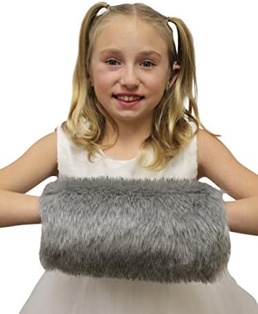 Chinchilla Grey Girls Faux Fur Handmuff