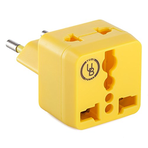 European Plug Adapter by Yubi Power 2 in 1 Universal Travel Adapter