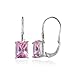 Hoops & Loops 925 Sterling Silver Cubic Zirconia Emerald-Cut Leverback Earrings for Women, Silver, Yellow Gold & Rose Gold