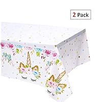 EXIJA 2 Pack Unicorn Plastic Table Cover, 51" x 86", Unicorn Party Supplies, Disposable Tablecloth, Perfect Unicorn Birthday Party Decorations for Girls Boys