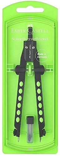 Faber-Castell Compass Quick Adjustment Factory Neon 2019 Green, 170mm, 1-Player, Manual, Plastic, No Assembly Required, Compass, Lead Box