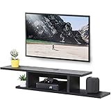 FITUEYES Wall Mounted Media Console,Floating TV Stand Component Shelfï¼ŒBlack Grainï¼ŒDS211801WB