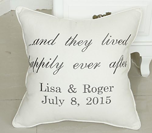 DecorHouzz Couple Pillow cover Personalized Embroidered Pillow cases Custom Date Decorative pillow Anniversary Gift Wedding Newly wed Pillow