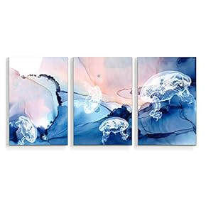 3 Panel Sea Animal Jellyfish Painting Wall Bedroom...