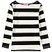Camii Mia-Long-Sleeve-Shirts-for-Big-Girls-Striped T Shirt Crew Neck Cotton Lightweight Causal (Medium, Black White)