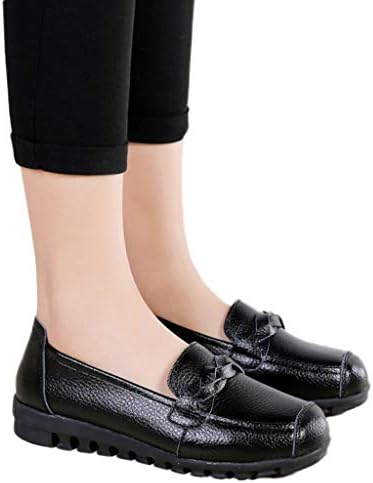 BSGSH Flats Shoes Women Slip-on Loafers PU Leather Comfort Walking Classic Round Toe Shoes