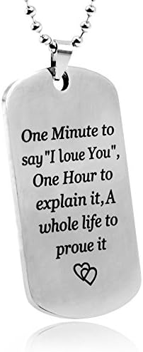 LITTONE One Minute To Say I Love You Mens Jewelry Dogtag Pendant Necklace Military Stainless Steel Dog tag Love Gifts