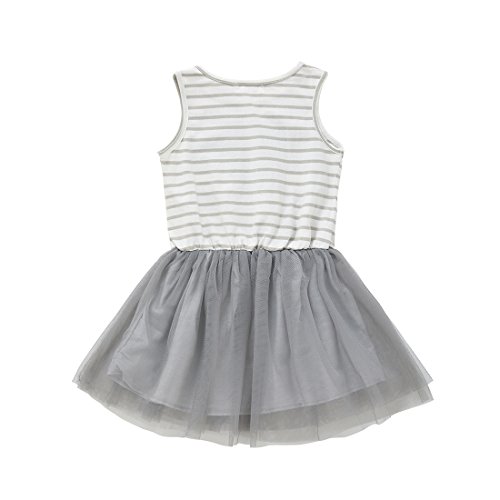 Cellicigal Baby Girl Toddler Outfits One Piece Sets Letter Printed Lovely Cat Summer Sleeveless Tutu Dresses (3T-4T, Grey)