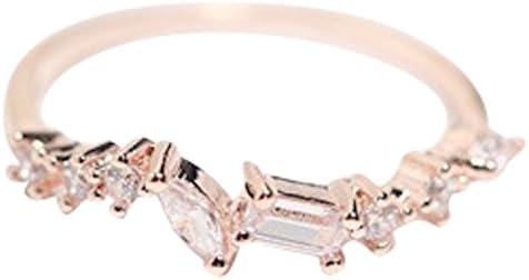 18K Gem Cubic Zirconia Stackable Dainty Ring - White Gold Plated Size 6.5