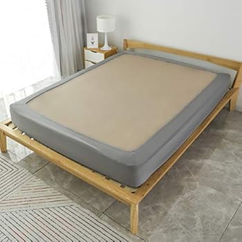 WdFour Box Spring cover, Hotel Collection Wrap Around Bed Skirts Elastic Cover, Mattress Protector Encasement, Easy Fit Wrinkle and Fade Resistant Solid Silky Fabric, Light Gray Queen/Split Queen Size