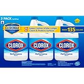 Clorox liquid bleach cleaner for laundry and bathroom, HE performance, 121 oz bottle, 3 pack, unscented