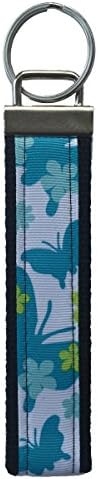 Keychain Keyfob Wristlet Cute and Stylish Strap for Women by Wristys (Blue Butterfly)